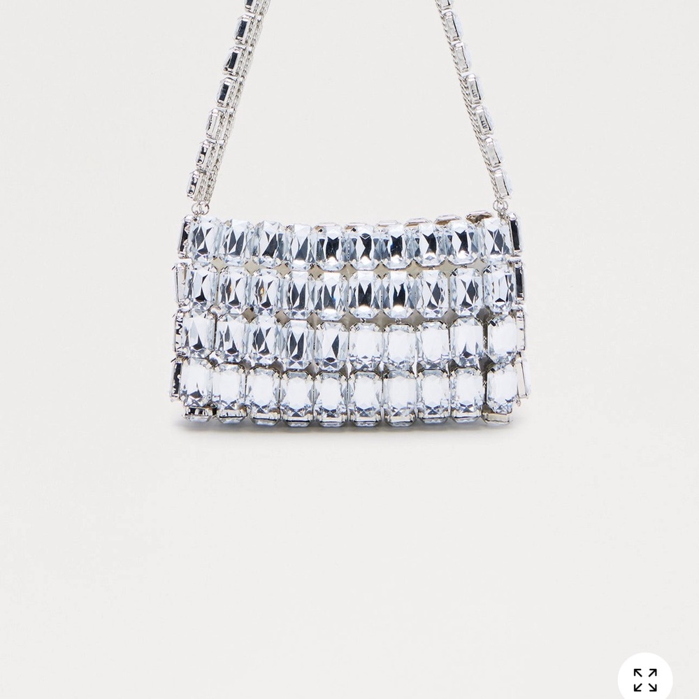 Fashion Nova Silver Crystal-Studded Evening Clutch